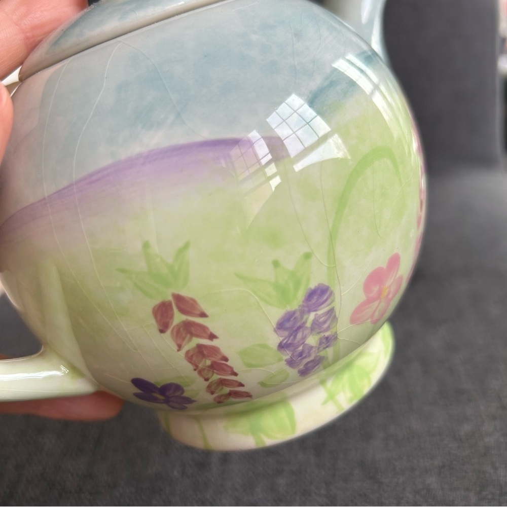 Colorful Floral Teapot, Blue, Green, Pink Pastels, 16 oz - Picture 14 of 16